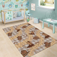 Khaki Palaka Hawaii Cowboy Area Rug Puakenikeni Lei Paniolo Papale Seamless Vibes LT14 - Polynesian Pride