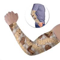 Khaki Palaka Hawaii Cowboy Arm Sleeves Puakenikeni Lei Paniolo Papale Seamless Vibes LT14 Set of 2 Khaki - Polynesian Pride