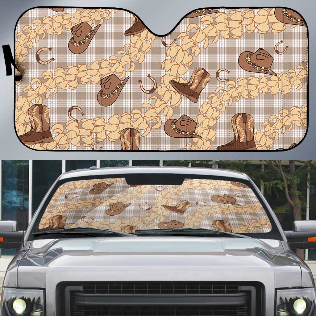 Khaki Palaka Hawaii Cowboy Auto Sun Shade Puakenikeni Lei Paniolo Papale Seamless Vibes LT14 Khaki - Polynesian Pride
