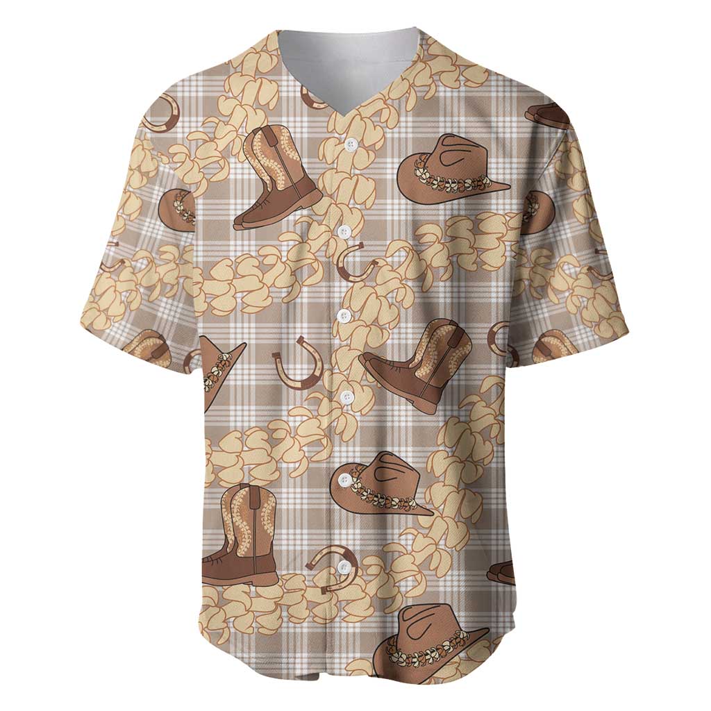 Khaki Palaka Hawaii Cowboy Baseball Jersey Puakenikeni Lei Paniolo Papale Seamless Vibes LT14 Khaki - Polynesian Pride