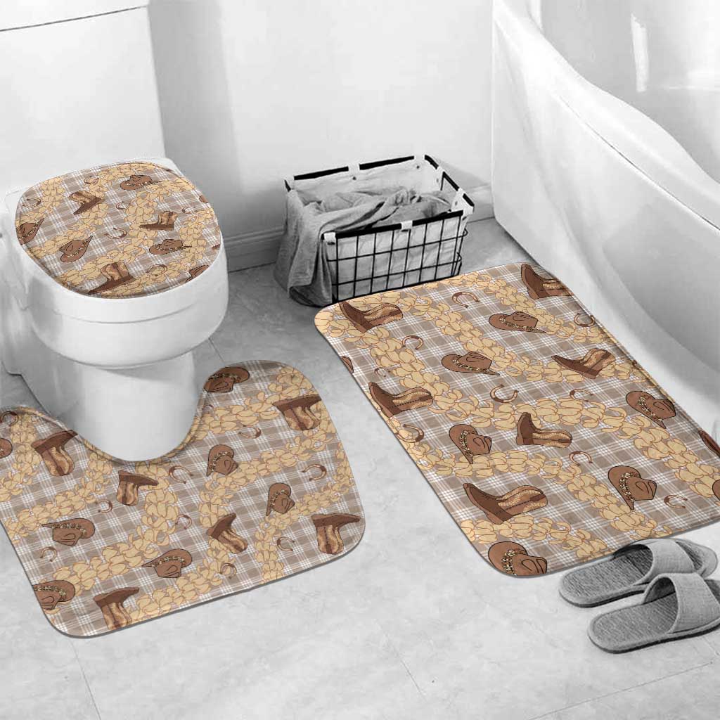 Khaki Palaka Hawaii Cowboy Bathroom Set Puakenikeni Lei Paniolo Papale Seamless Vibes LT14 Mat Set Only (3 pcs) One Size Khaki - Polynesian Pride