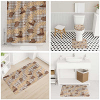 Khaki Palaka Hawaii Cowboy Bathroom Set Puakenikeni Lei Paniolo Papale Seamless Vibes LT14 - Polynesian Pride