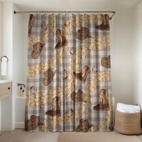 Khaki Palaka Hawaii Cowboy Bathroom Set Puakenikeni Lei Paniolo Papale Seamless Vibes LT14 Shower Curtain Only Khaki - Polynesian Pride