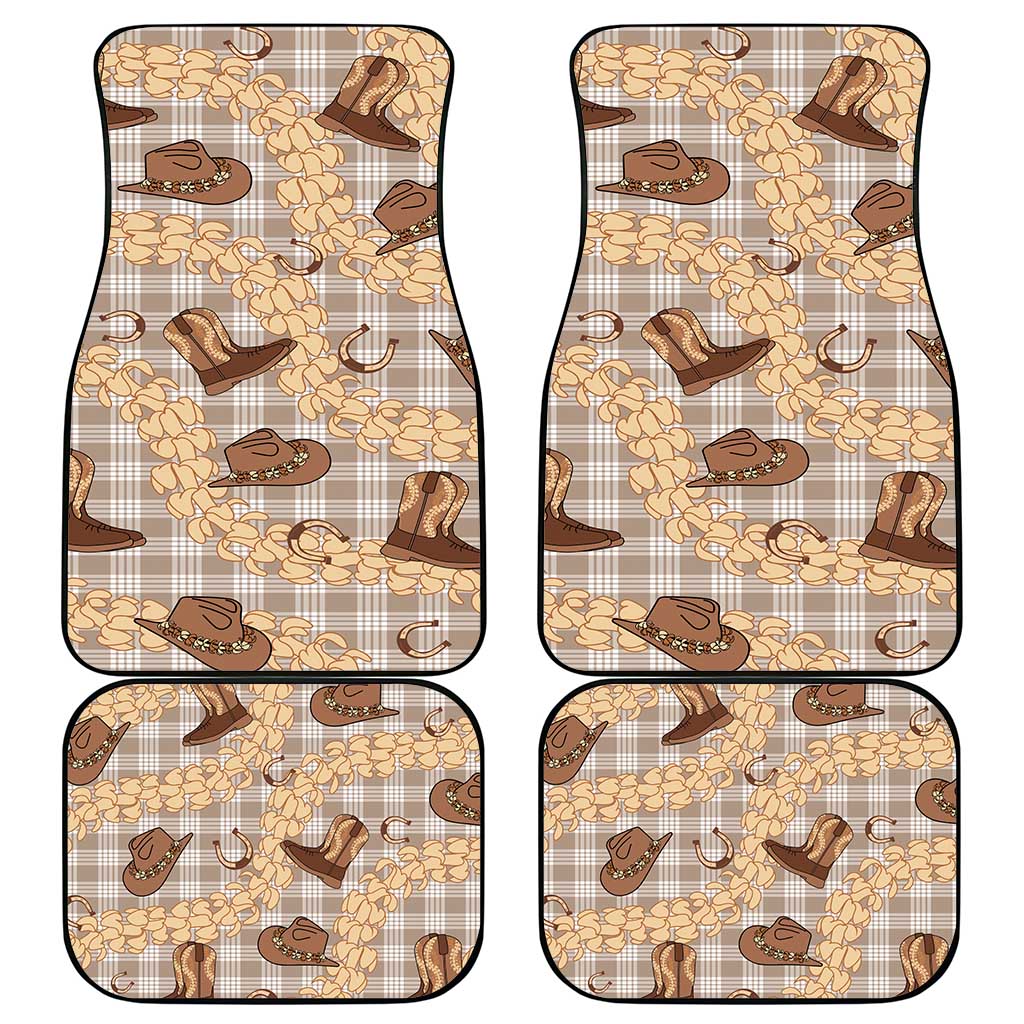 Khaki Palaka Hawaii Cowboy Car Mats Puakenikeni Lei Paniolo Papale Seamless Vibes LT14 - Polynesian Pride