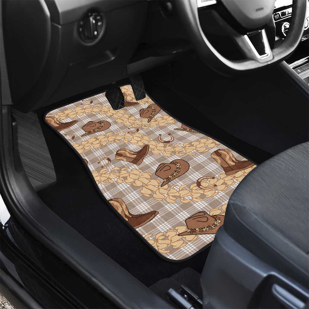Khaki Palaka Hawaii Cowboy Car Mats Puakenikeni Lei Paniolo Papale Seamless Vibes LT14 - Polynesian Pride