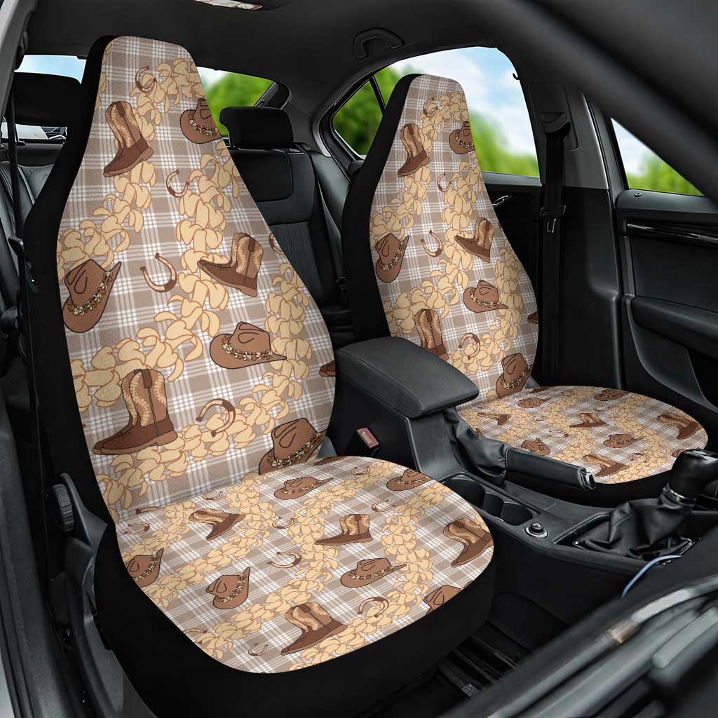 Khaki Palaka Hawaii Cowboy Car Seat Cover Puakenikeni Lei Paniolo Papale Seamless Vibes LT14 One Size Khaki - Polynesian Pride