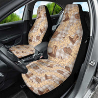 Khaki Palaka Hawaii Cowboy Car Seat Cover Puakenikeni Lei Paniolo Papale Seamless Vibes LT14 - Polynesian Pride
