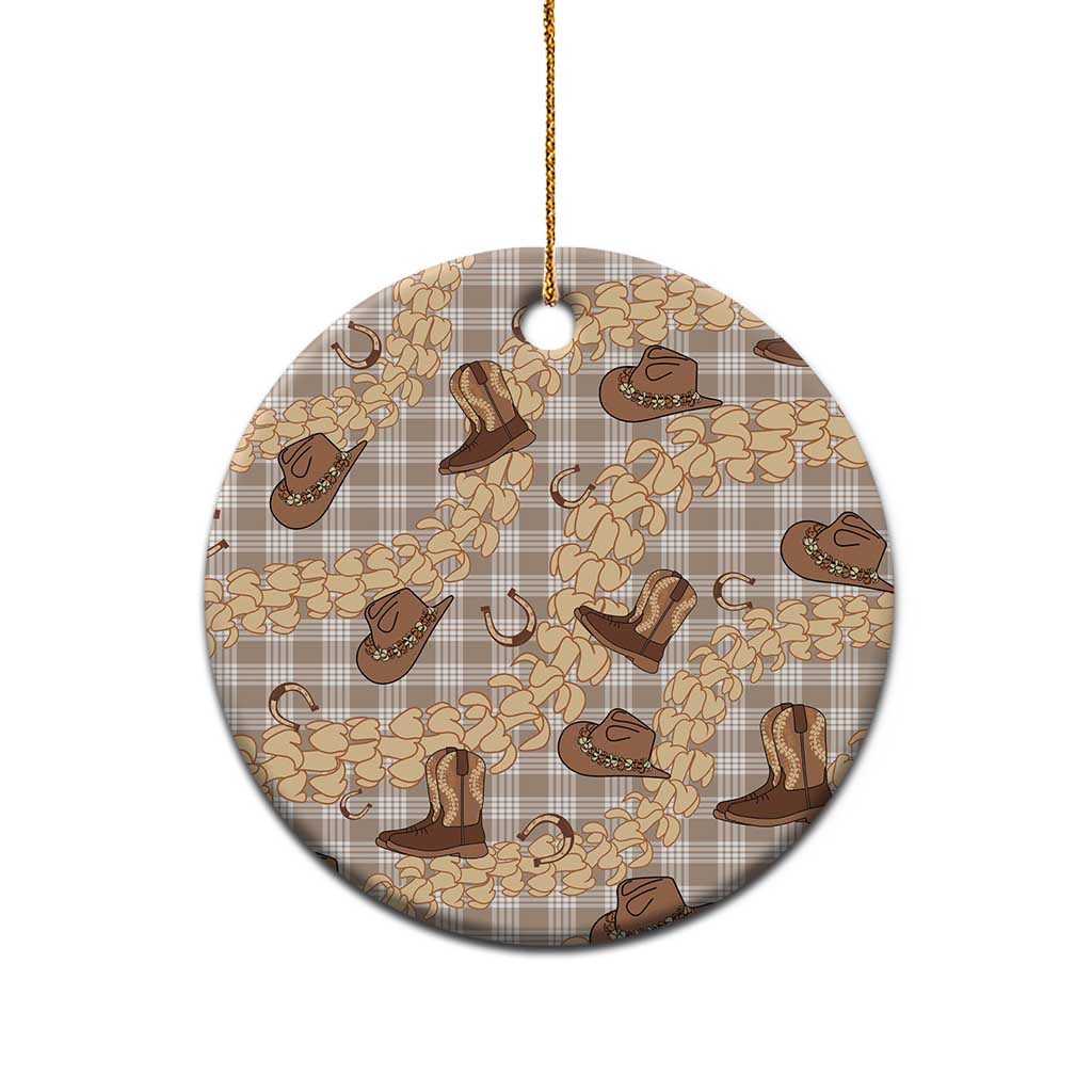 Khaki Palaka Hawaii Cowboy Ceramic Ornament Puakenikeni Lei Paniolo Papale Seamless Vibes - Polynesian Pride
