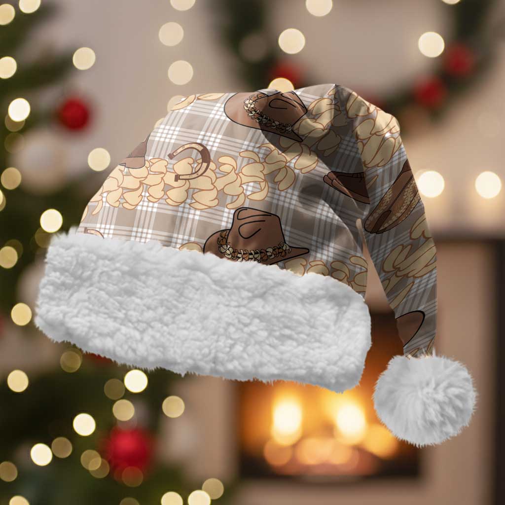 Khaki Palaka Hawaii Cowboy Christmas Santa Hat Puakenikeni Lei Paniolo Papale Seamless Vibes LT14 With Fur Khaki - Polynesian Pride