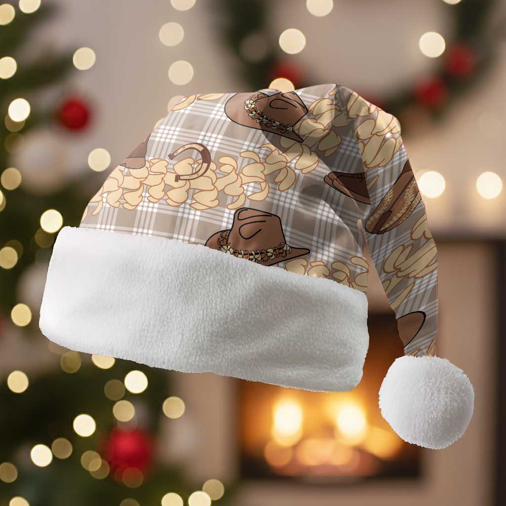 Khaki Palaka Hawaii Cowboy Christmas Santa Hat Puakenikeni Lei Paniolo Papale Seamless Vibes LT14 Without Fur Khaki - Polynesian Pride