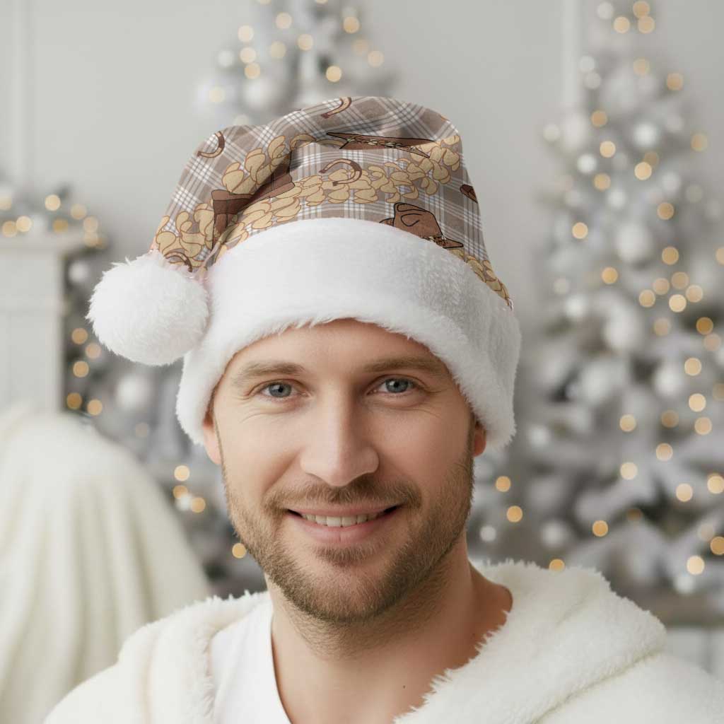 Khaki Palaka Hawaii Cowboy Christmas Santa Hat Puakenikeni Lei Paniolo Papale Seamless Vibes LT14 - Polynesian Pride