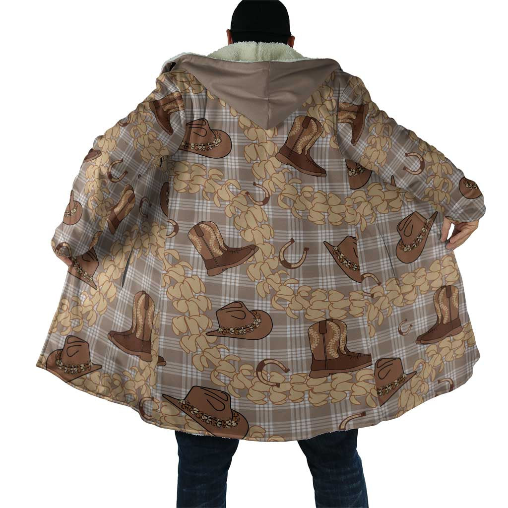 Khaki Palaka Hawaii Cowboy Cloak Puakenikeni Lei Paniolo Papale Seamless Vibes LT14 - Polynesian Pride