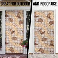 Khaki Palaka Hawaii Cowboy Door Cover Puakenikeni Lei Paniolo Papale Seamless Vibes LT14 - Polynesian Pride