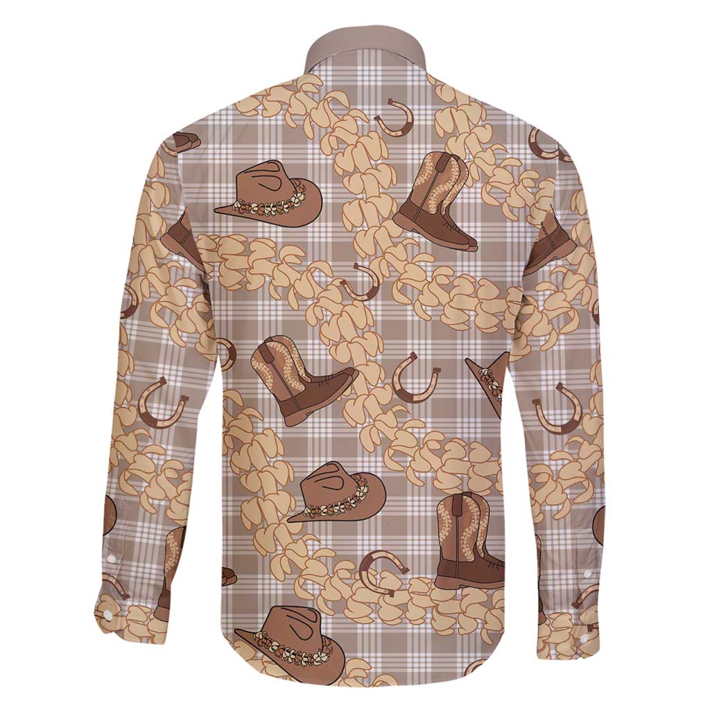 Khaki Palaka Hawaii Cowboy Family Matching Mermaid Dress and Hawaiian Shirt Puakenikeni Lei Paniolo Papale Seamless Vibes LT14 - Polynesian Pride