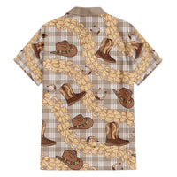 Khaki Palaka Hawaii Cowboy Family Matching Off The Shoulder Long Sleeve Dress and Hawaiian Shirt Puakenikeni Lei Paniolo Papale Seamless Vibes LT14 - Polynesian Pride