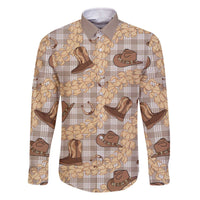 Khaki Palaka Hawaii Cowboy Family Matching Off The Shoulder Long Sleeve Dress and Hawaiian Shirt Puakenikeni Lei Paniolo Papale Seamless Vibes LT14 Dad's Shirt - Long Sleeve Khaki - Polynesian Pride