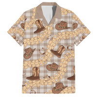 Khaki Palaka Hawaii Cowboy Family Matching Off Shoulder Short Dress and Hawaiian Shirt Puakenikeni Lei Paniolo Papale Seamless Vibes LT14 Dad's Shirt - Short Sleeve Khaki - Polynesian Pride