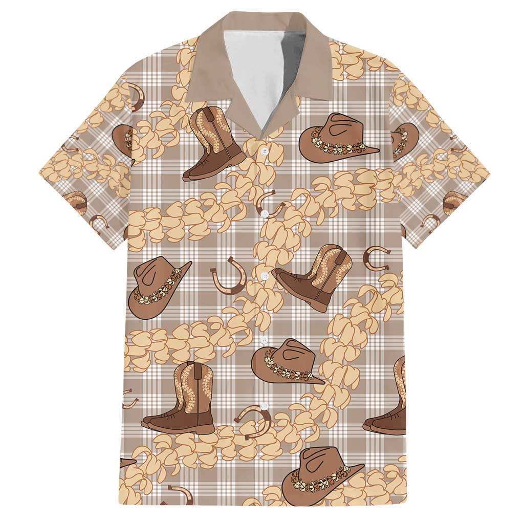 Khaki Palaka Hawaii Cowboy Family Matching Puletasi and Hawaiian Shirt Puakenikeni Lei Paniolo Papale Seamless Vibes LT14 Dad's Shirt - Short Sleeve Khaki - Polynesian Pride