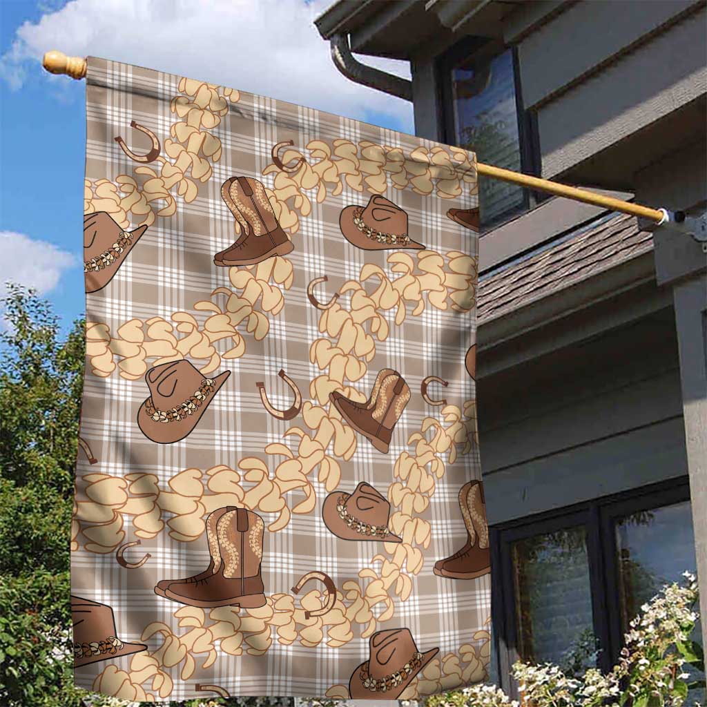 Khaki Palaka Hawaii Cowboy Garden Flag Puakenikeni Lei Paniolo Papale Seamless Vibes LT14 - Polynesian Pride