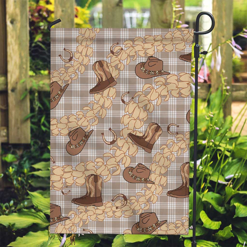 Khaki Palaka Hawaii Cowboy Garden Flag Puakenikeni Lei Paniolo Papale Seamless Vibes LT14 Garden Flag Khaki - Polynesian Pride