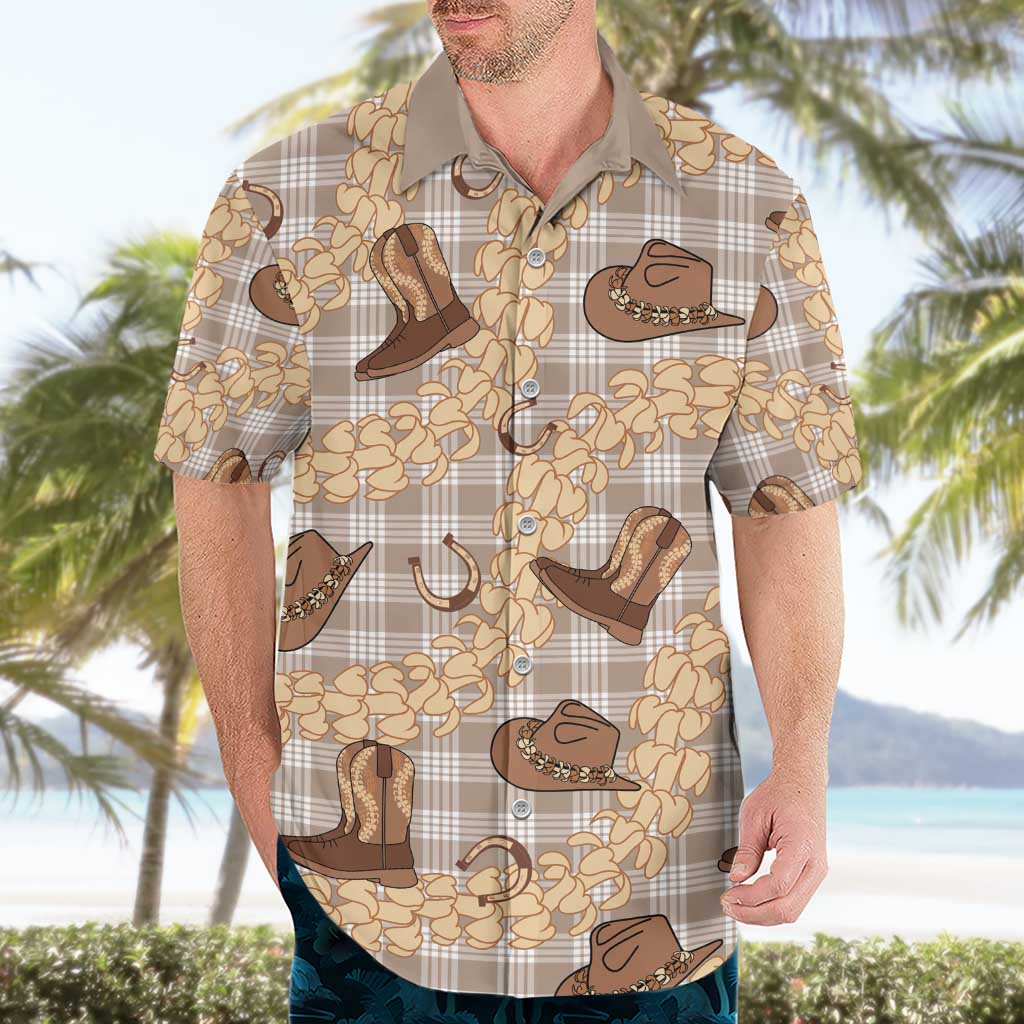 Khaki Palaka Hawaii Cowboy Hawaiian Shirt Puakenikeni Lei Paniolo Papale Seamless Vibes LT14 - Polynesian Pride