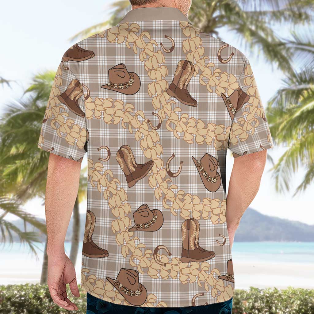 Khaki Palaka Hawaii Cowboy Hawaiian Shirt Puakenikeni Lei Paniolo Papale Seamless Vibes LT14 - Polynesian Pride
