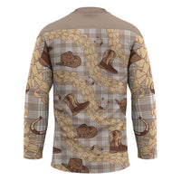 Khaki Palaka Hawaii Cowboy Hockey Jersey Puakenikeni Lei Paniolo Papale Seamless Vibes LT14 - Polynesian Pride