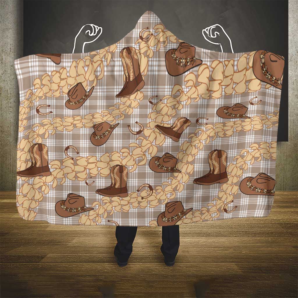 Khaki Palaka Hawaii Cowboy Hooded Blanket Puakenikeni Lei Paniolo Papale Seamless Vibes LT14 - Polynesian Pride