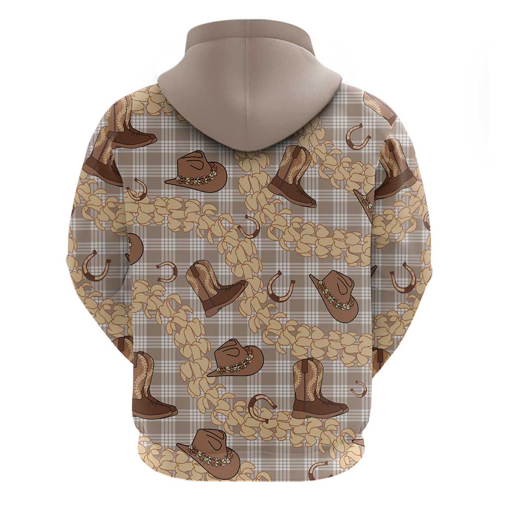 Khaki Palaka Hawaii Cowboy Hoodie Puakenikeni Lei Paniolo Papale Seamless Vibes LT14 - Polynesian Pride