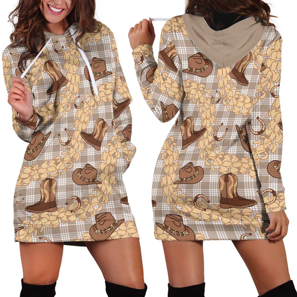 Khaki Palaka Hawaii Cowboy Hoodie Dress Puakenikeni Lei Paniolo Papale Seamless Vibes LT14 - Polynesian Pride