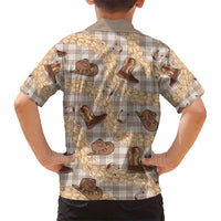 Khaki Palaka Hawaii Cowboy Kid Hawaiian Shirt Puakenikeni Lei Paniolo Papale Seamless Vibes LT14 - Polynesian Pride