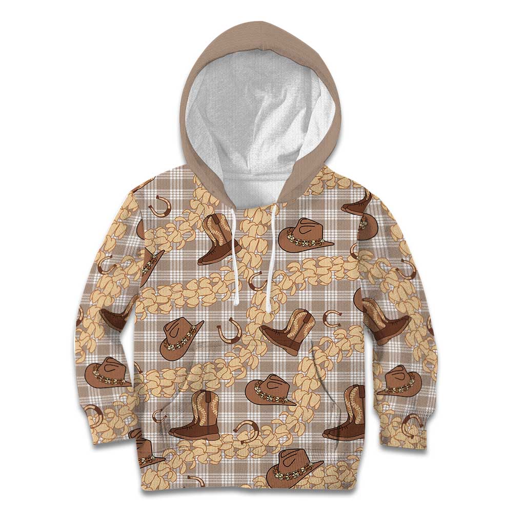 Khaki Palaka Hawaii Cowboy Kid Hoodie Puakenikeni Lei Paniolo Papale Seamless Vibes LT14 Hoodie Khaki - Polynesian Pride