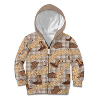 Khaki Palaka Hawaii Cowboy Kid Hoodie Puakenikeni Lei Paniolo Papale Seamless Vibes LT14 Zip Hoodie Khaki - Polynesian Pride
