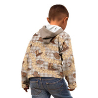 Khaki Palaka Hawaii Cowboy Kid Hoodie Puakenikeni Lei Paniolo Papale Seamless Vibes LT14 - Polynesian Pride