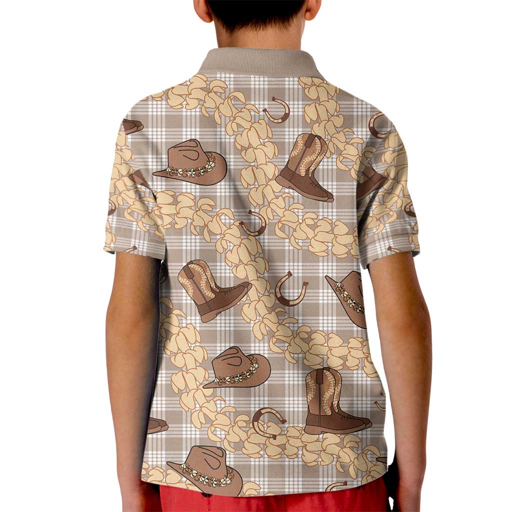 Khaki Palaka Hawaii Cowboy Kid Polo Shirt Puakenikeni Lei Paniolo Papale Seamless Vibes LT14 - Polynesian Pride