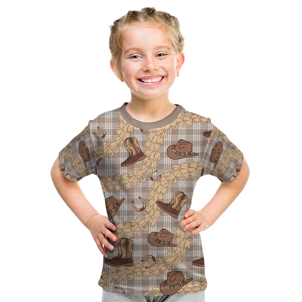 Khaki Palaka Hawaii Cowboy Kid T Shirt Puakenikeni Lei Paniolo Papale Seamless Vibes LT14 Khaki - Polynesian Pride