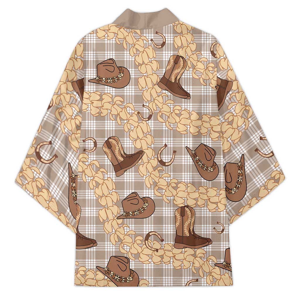 Khaki Palaka Hawaii Cowboy Kimono Puakenikeni Lei Paniolo Papale Seamless Vibes LT14 - Polynesian Pride