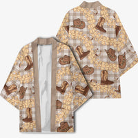 Khaki Palaka Hawaii Cowboy Kimono Puakenikeni Lei Paniolo Papale Seamless Vibes LT14 - Polynesian Pride