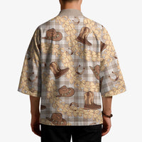 Khaki Palaka Hawaii Cowboy Kimono Puakenikeni Lei Paniolo Papale Seamless Vibes LT14 - Polynesian Pride