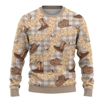 Khaki Palaka Hawaii Cowboy Ugly Christmas Sweater Puakenikeni Lei Paniolo Papale Seamless Vibes LT14 - Polynesian Pride