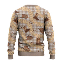 Khaki Palaka Hawaii Cowboy Ugly Christmas Sweater Puakenikeni Lei Paniolo Papale Seamless Vibes LT14 - Polynesian Pride