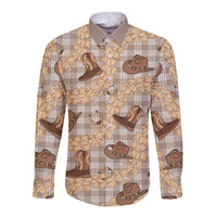 Khaki Palaka Hawaii Cowboy Long Sleeve Button Shirt Puakenikeni Lei Paniolo Papale Seamless Vibes LT14 Unisex Khaki - Polynesian Pride