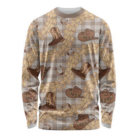Khaki Palaka Hawaii Cowboy Long Sleeve Shirt Puakenikeni Lei Paniolo Papale Seamless Vibes LT14 Unisex Khaki - Polynesian Pride