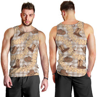Khaki Palaka Hawaii Cowboy Men Tank Top Puakenikeni Lei Paniolo Papale Seamless Vibes LT14 - Polynesian Pride