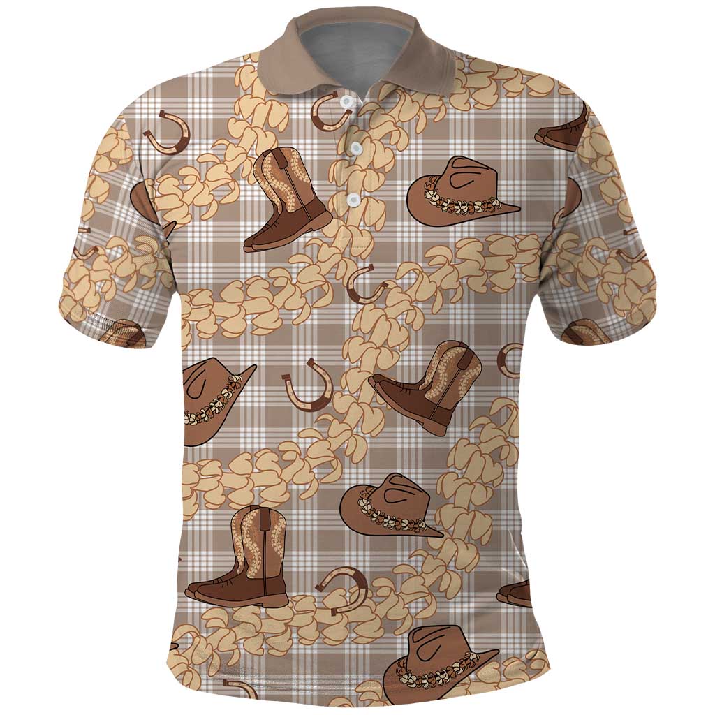 Khaki Palaka Hawaii Cowboy Polo Shirt Puakenikeni Lei Paniolo Papale Seamless Vibes LT14 Khaki - Polynesian Pride