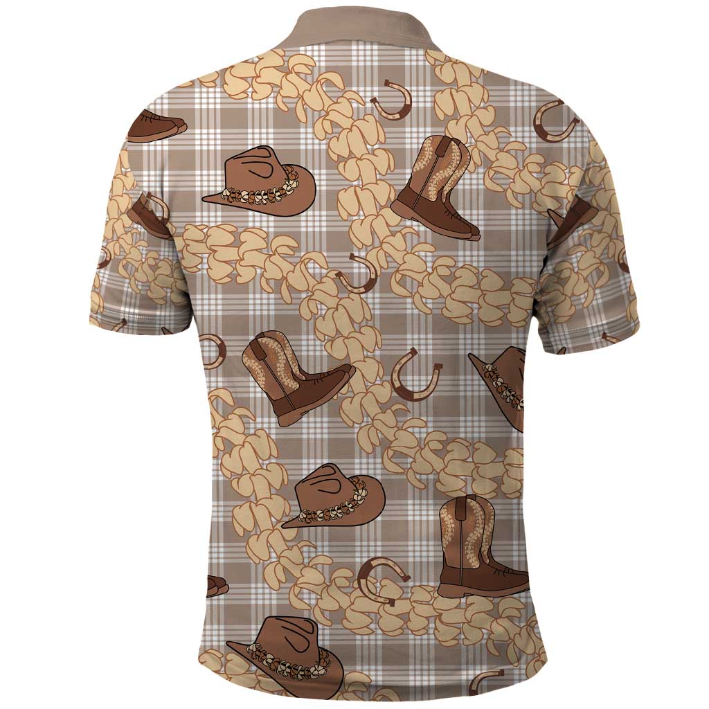 Khaki Palaka Hawaii Cowboy Polo Shirt Puakenikeni Lei Paniolo Papale Seamless Vibes LT14 - Polynesian Pride