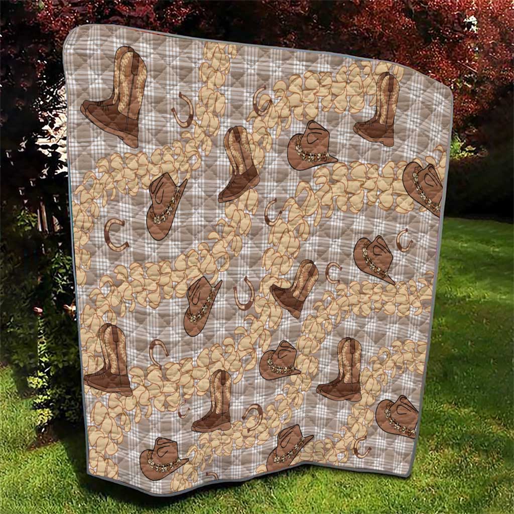 Khaki Palaka Hawaii Cowboy Quilt Puakenikeni Lei Paniolo Papale Seamless Vibes LT14 - Polynesian Pride