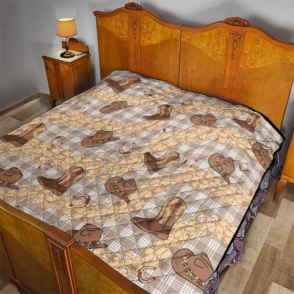 Khaki Palaka Hawaii Cowboy Quilt Puakenikeni Lei Paniolo Papale Seamless Vibes LT14 - Polynesian Pride