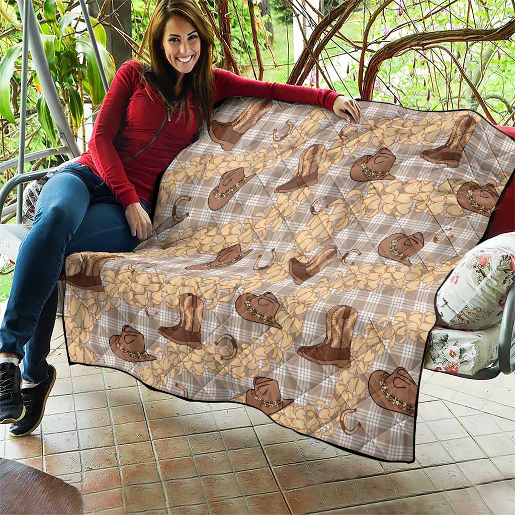 Khaki Palaka Hawaii Cowboy Quilt Puakenikeni Lei Paniolo Papale Seamless Vibes LT14 - Polynesian Pride