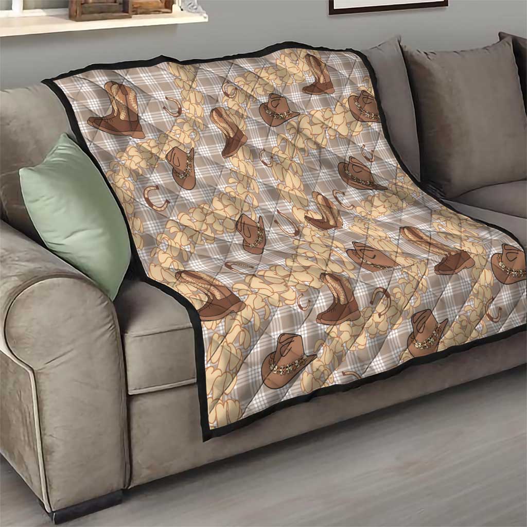 Khaki Palaka Hawaii Cowboy Quilt Puakenikeni Lei Paniolo Papale Seamless Vibes LT14 - Polynesian Pride